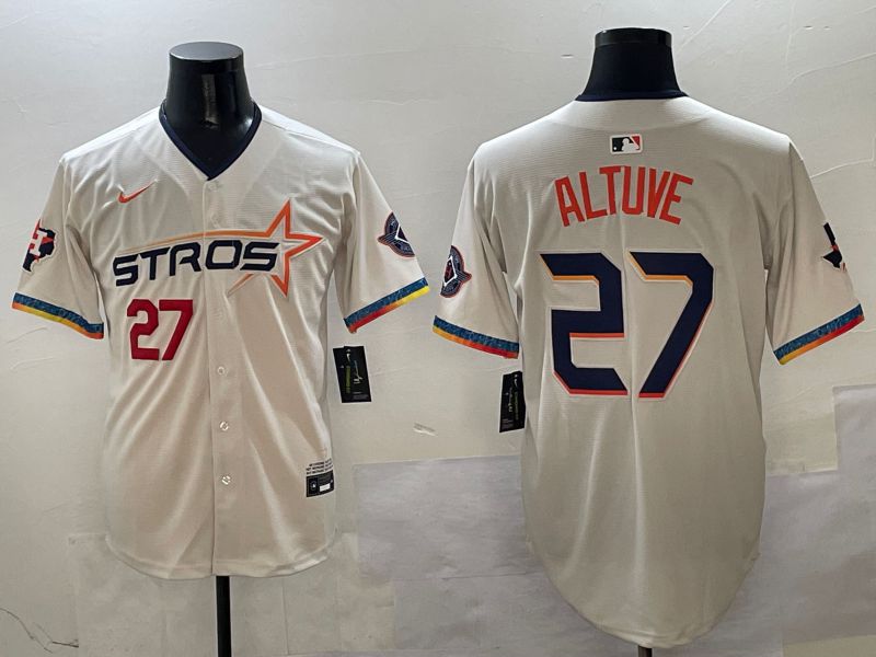 Men Houston Astros #27 Altuve Cream Fourth generation Joint Name 2025 Nike MLB Jersey style 4151